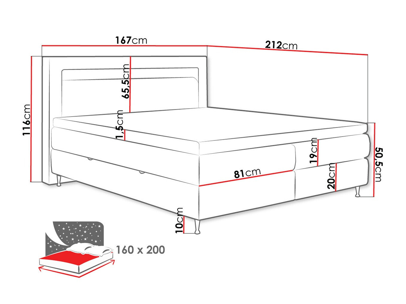 Letto continentale ComfiDream Celara (Fresh 32)