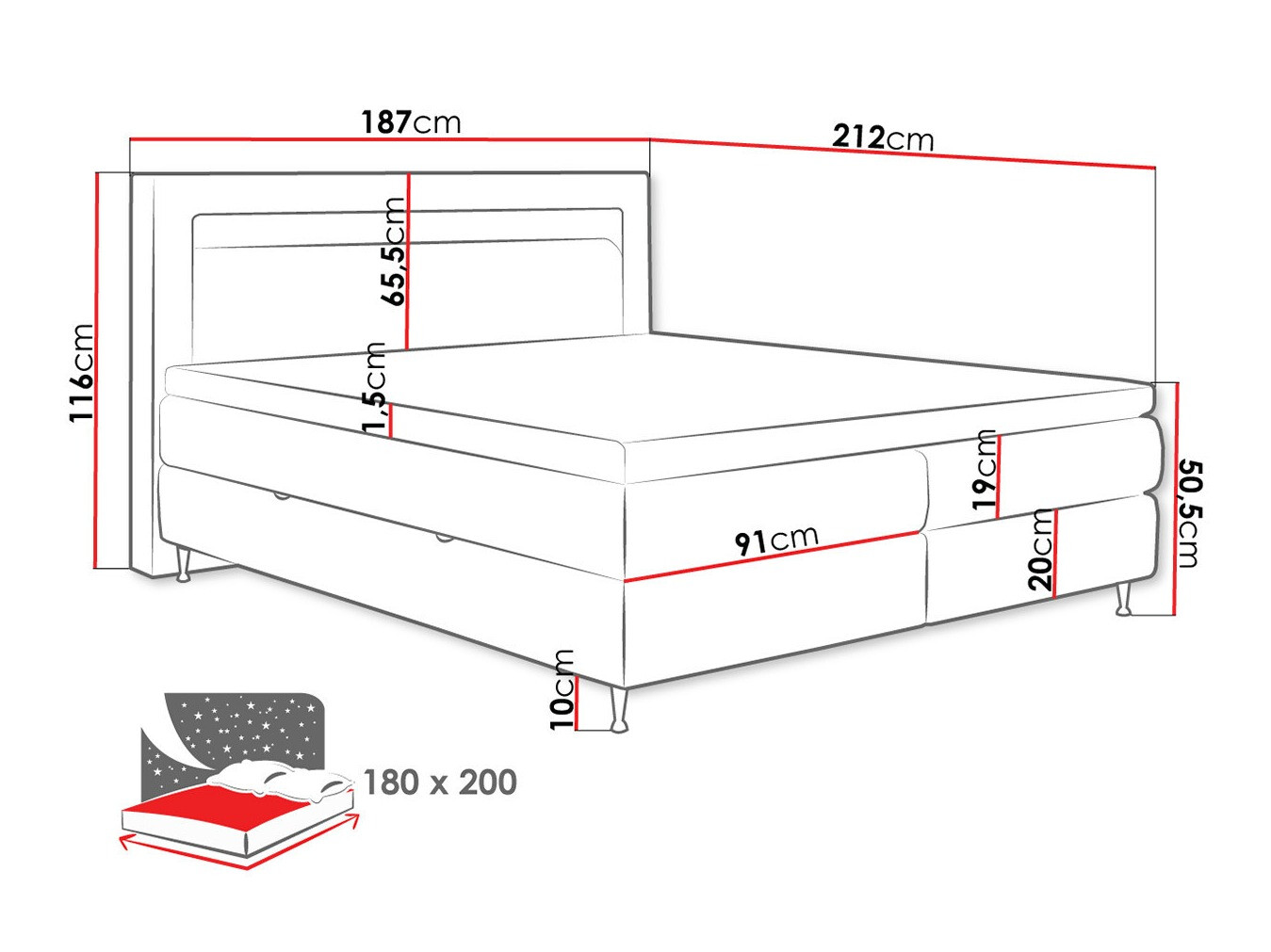 Letto continentale ComfiDream Celara (Fresh 32)