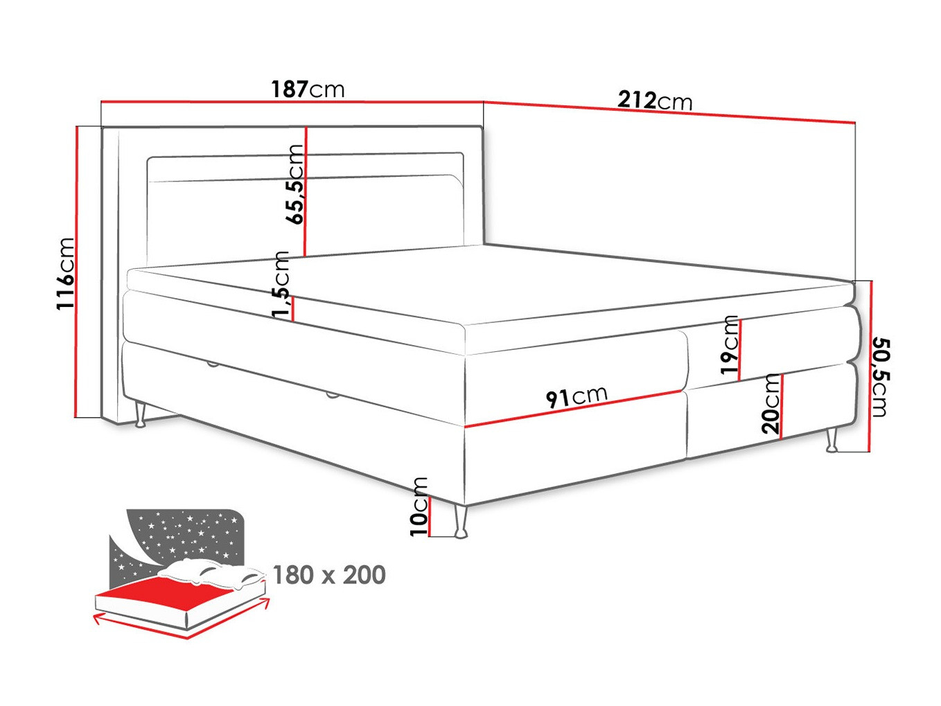 Letto continentale ComfiDream Celara (Soft 011)