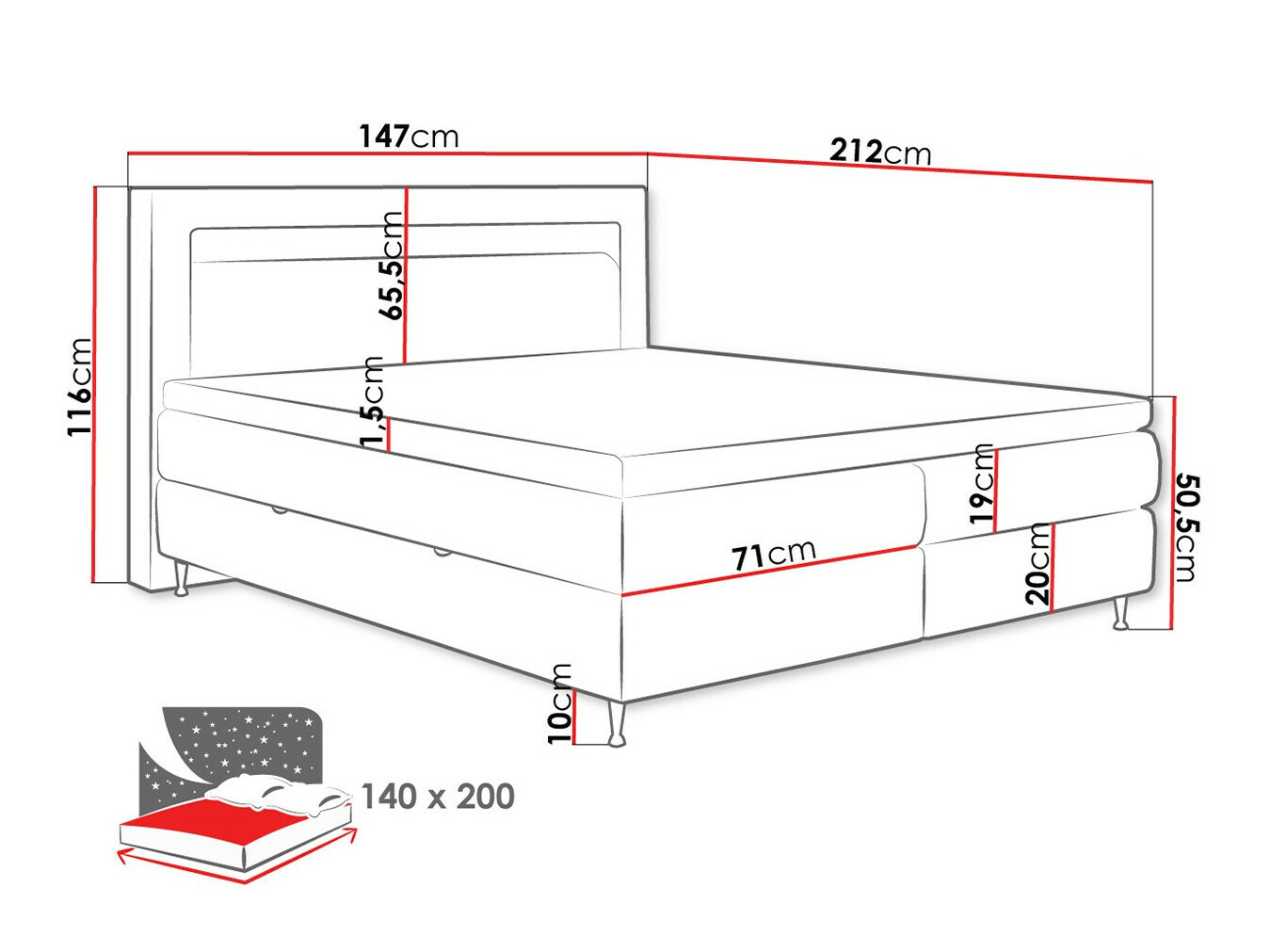 Letto continentale ComfiDream Celara (Soft 017)