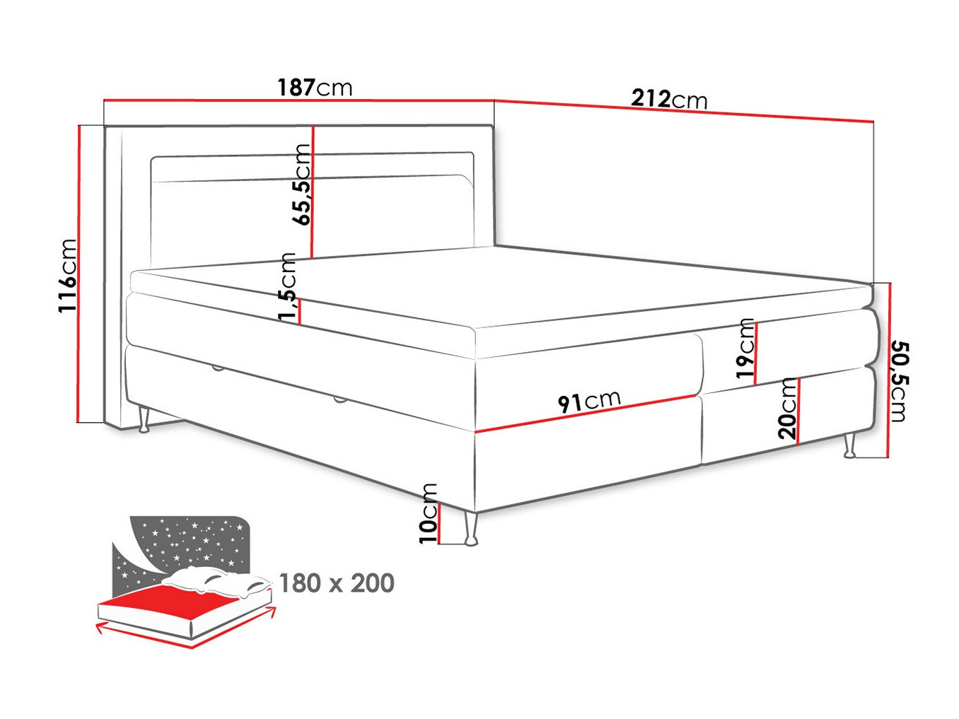 Letto continentale ComfiDream Celara (Soft 017)