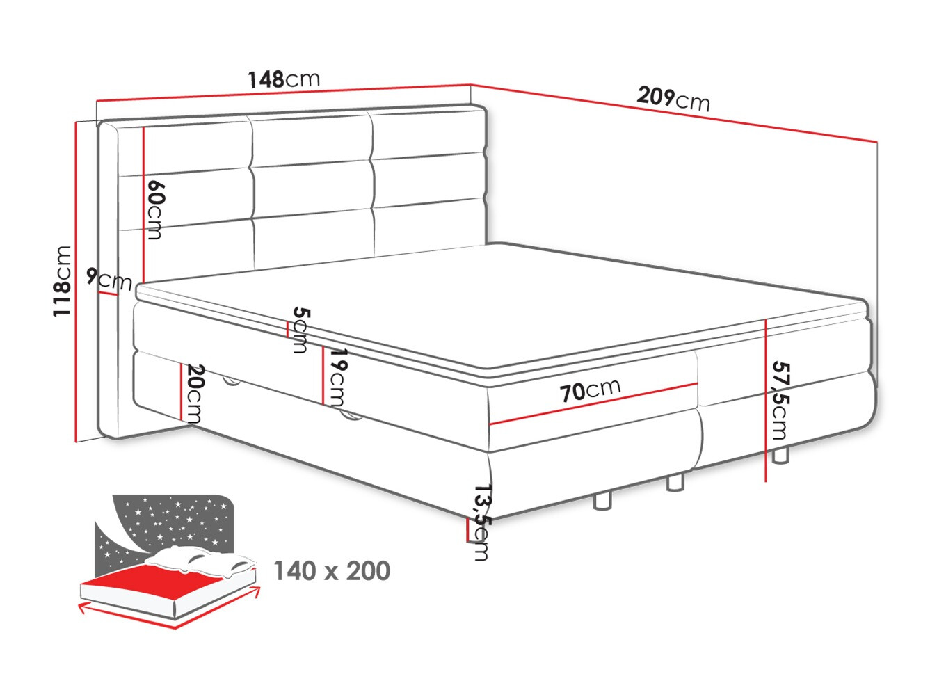 Letto continentale ComfiDream Serena (Barrel 04)