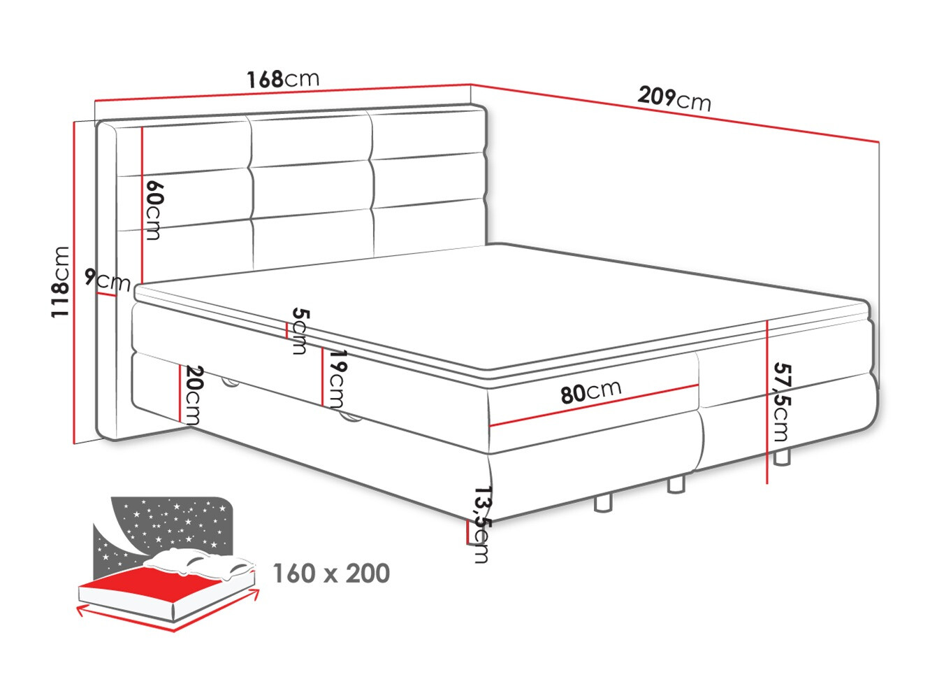 Letto continentale ComfiDream Serena (Barrel 04)