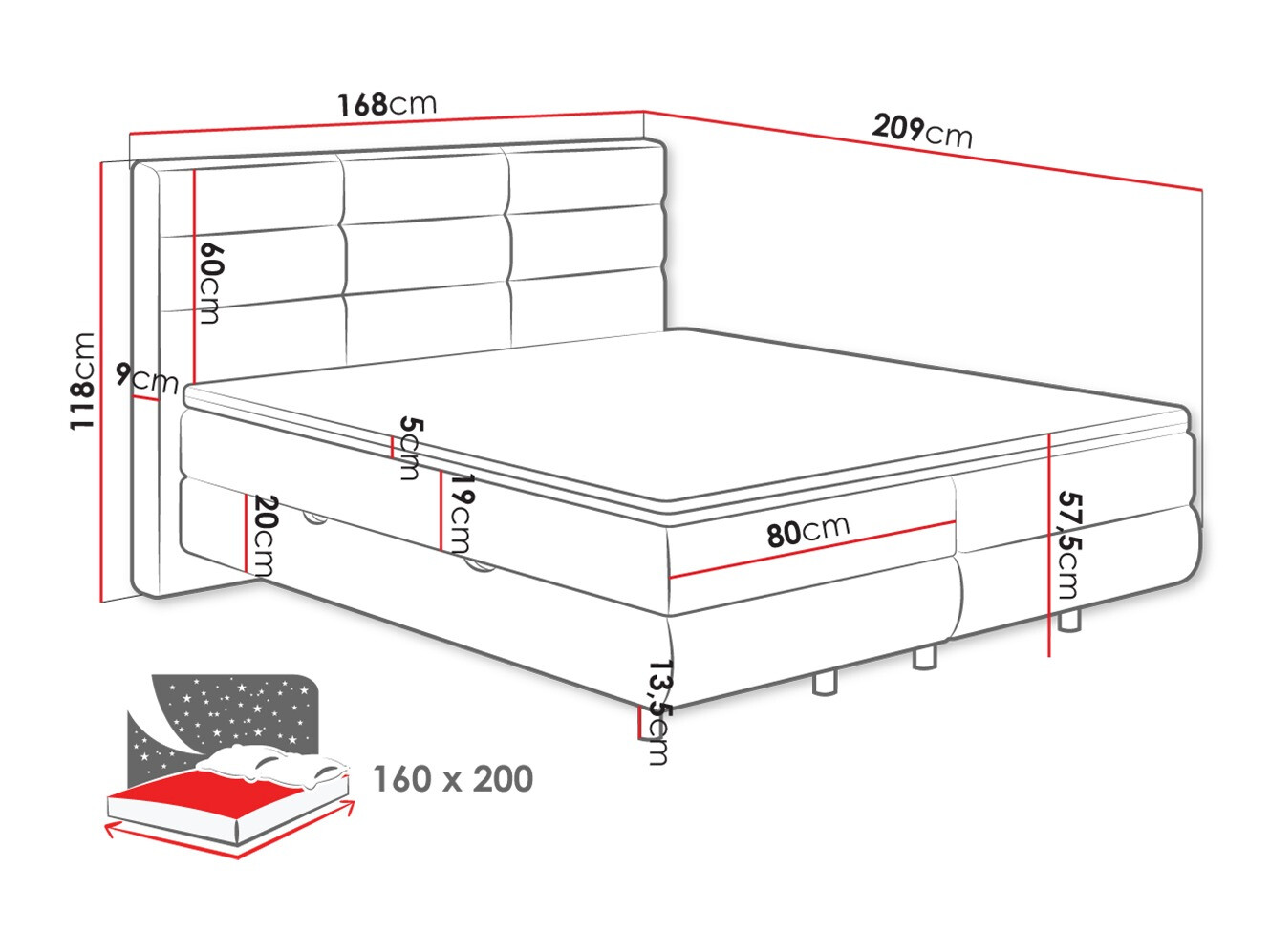 Letto continentale ComfiDream Serena (Barrel 09)