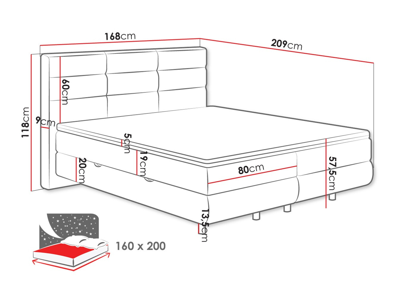 Letto continentale ComfiDream Serena (Barrel 90)