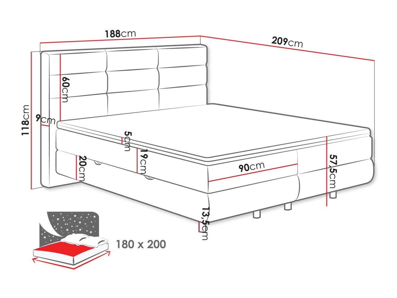 Letto continentale ComfiDream Serena (Barrel 97)