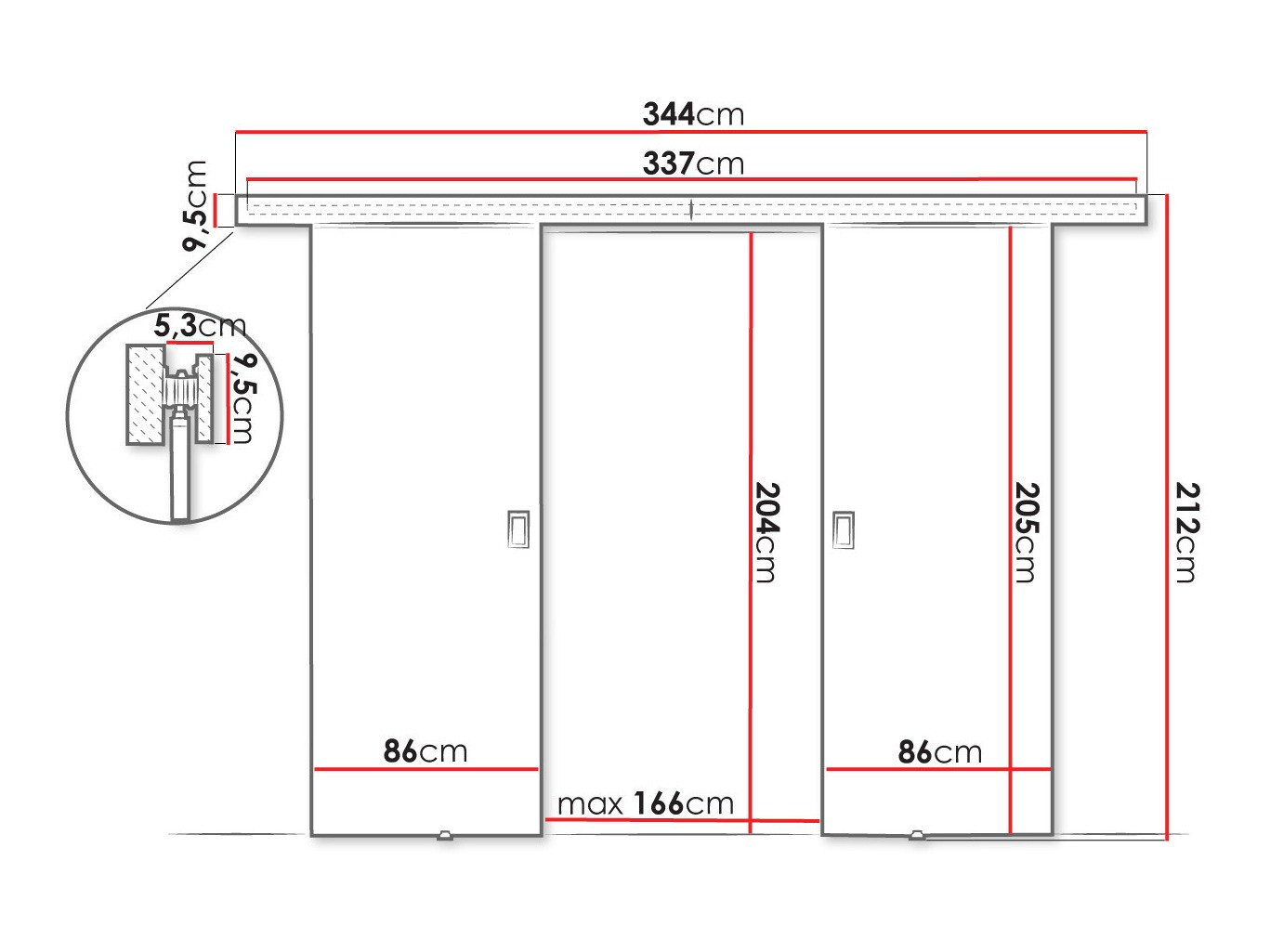 Porte scorrevoli Dover 200 (Bianco)