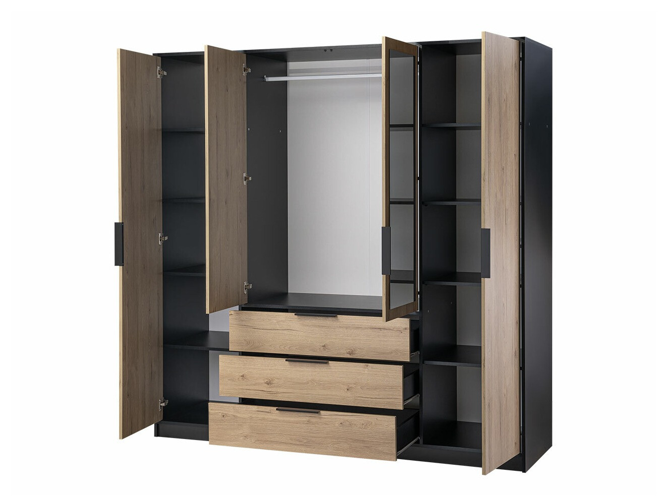 Armadio Ophdome 115 (Rovere moro + Nero)
