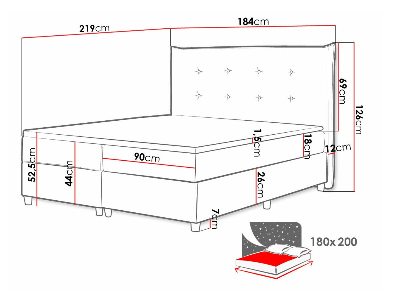 Letto continentale Titulus (Uttario Velvet 2979)