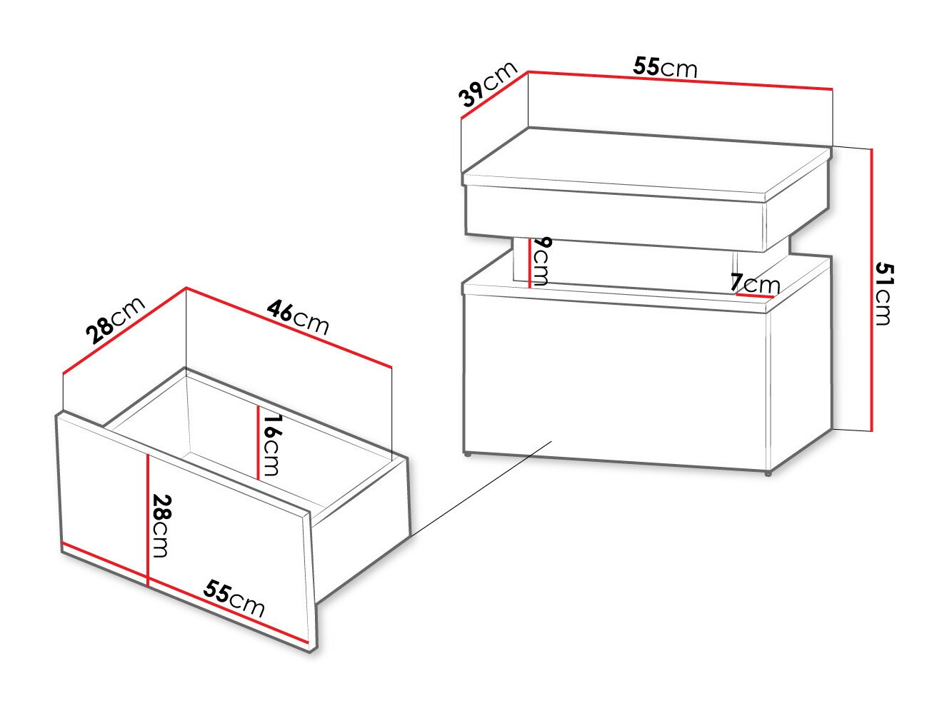 Comodino Monfero (Nero + Nero lucido)