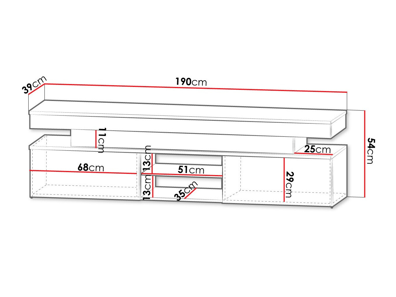 Mobile porta TV Monfero (Nero + Nero lucido)