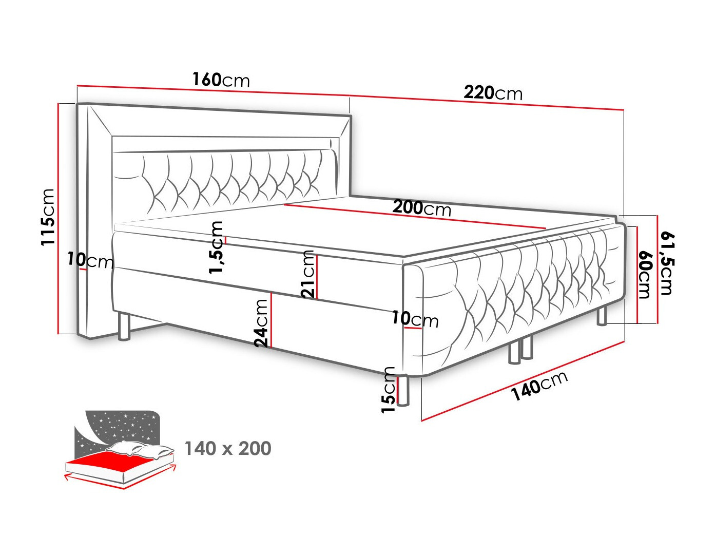 Letto continentale Aura I