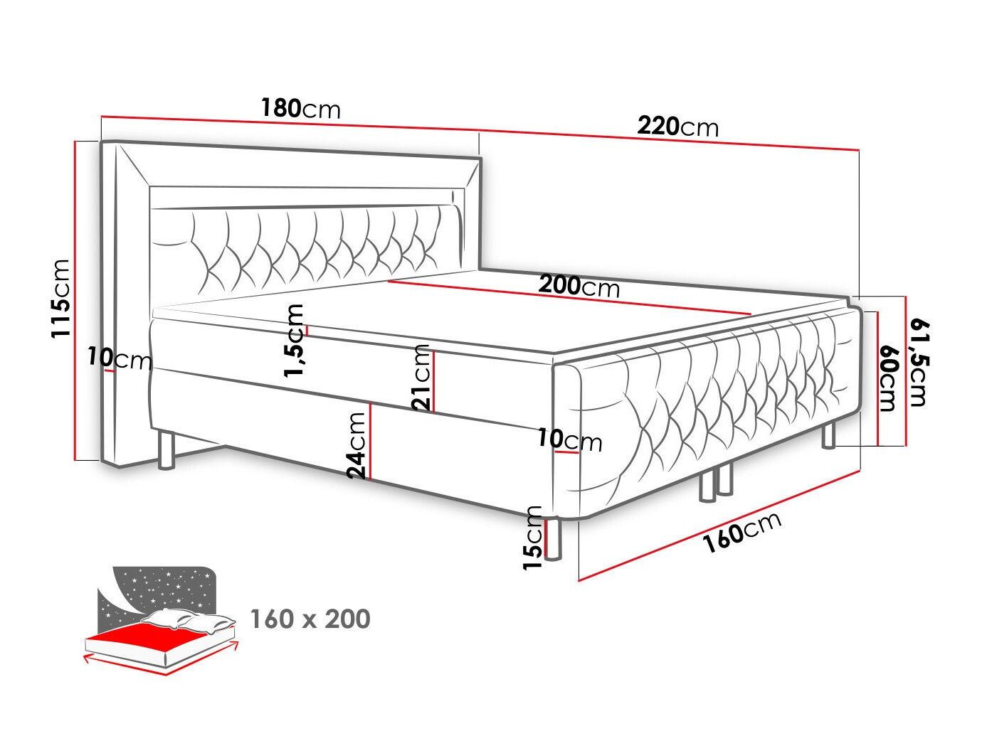 Letto continentale Aura I