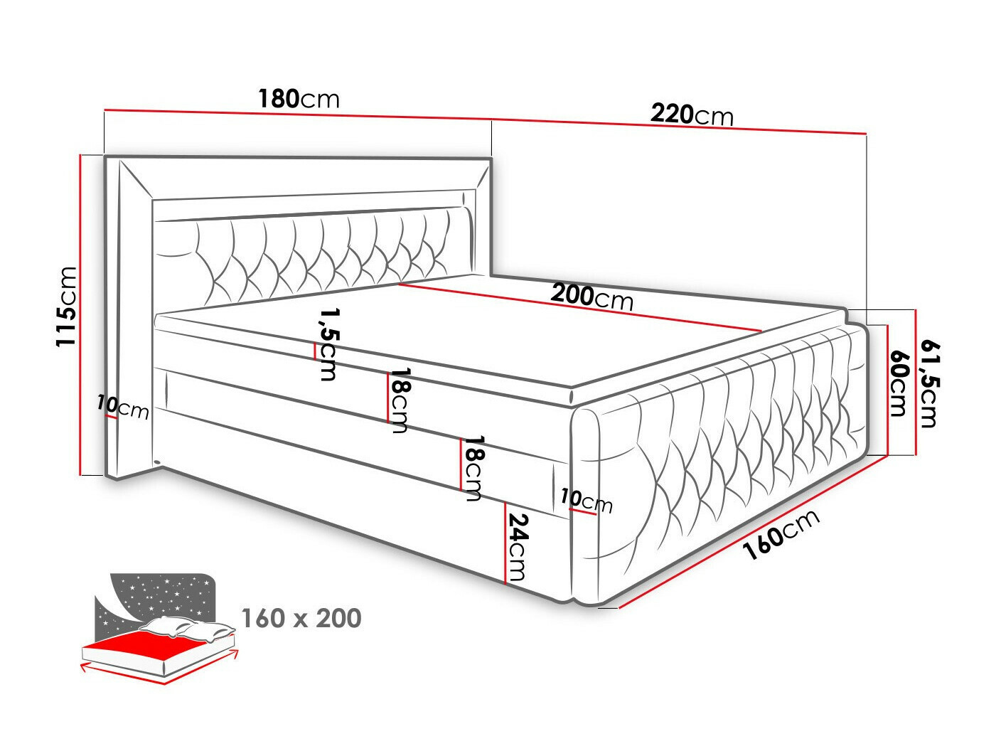 Letto continentale Aura IV