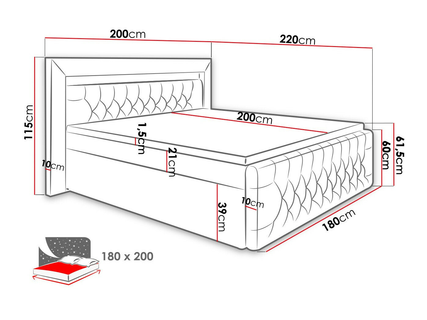 Letto continentale Aura