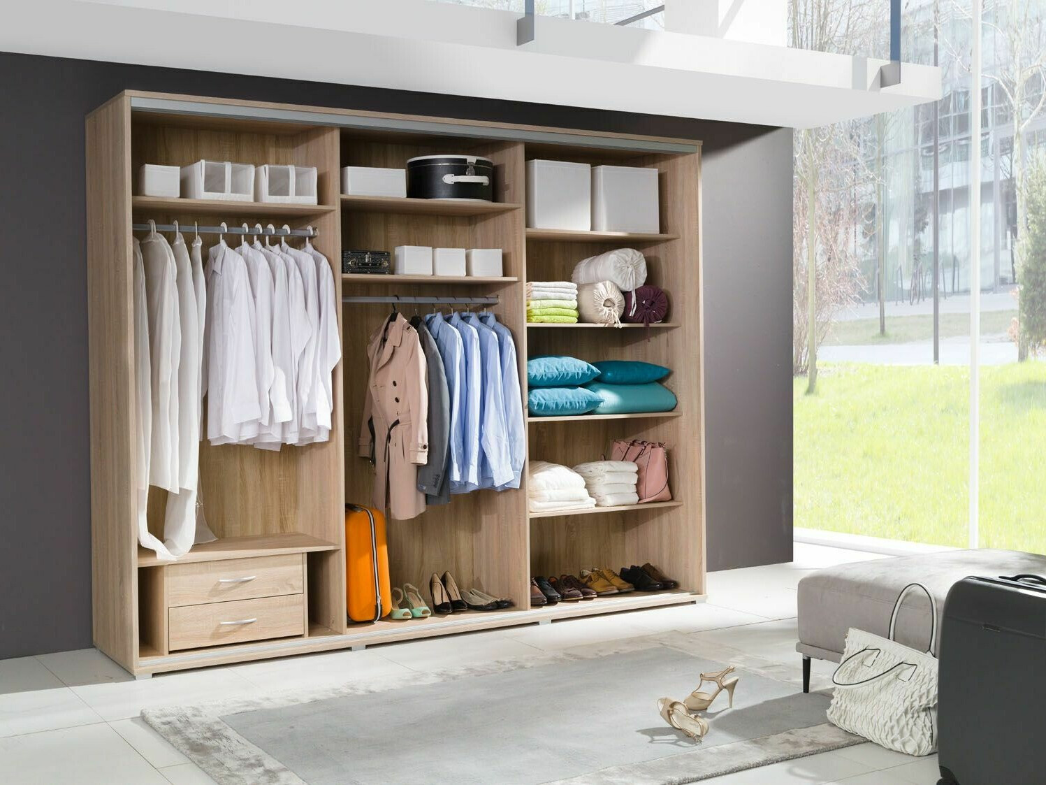 Armadio Murrieta 132 (Riviera quercia + Bianco)