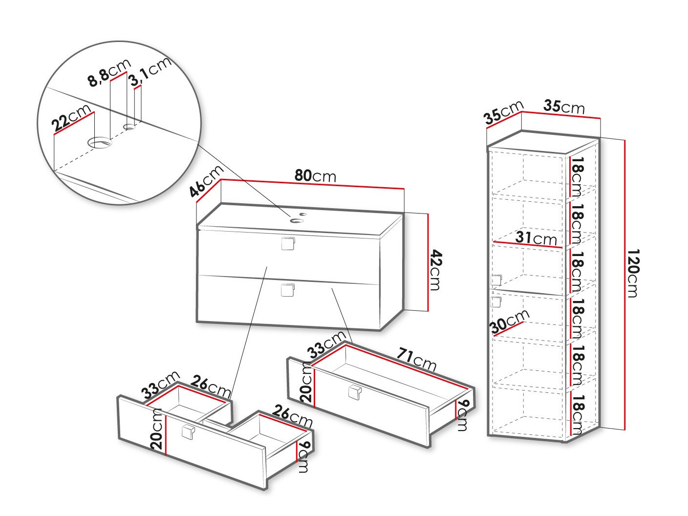 Set bagno Panium (Bianco)