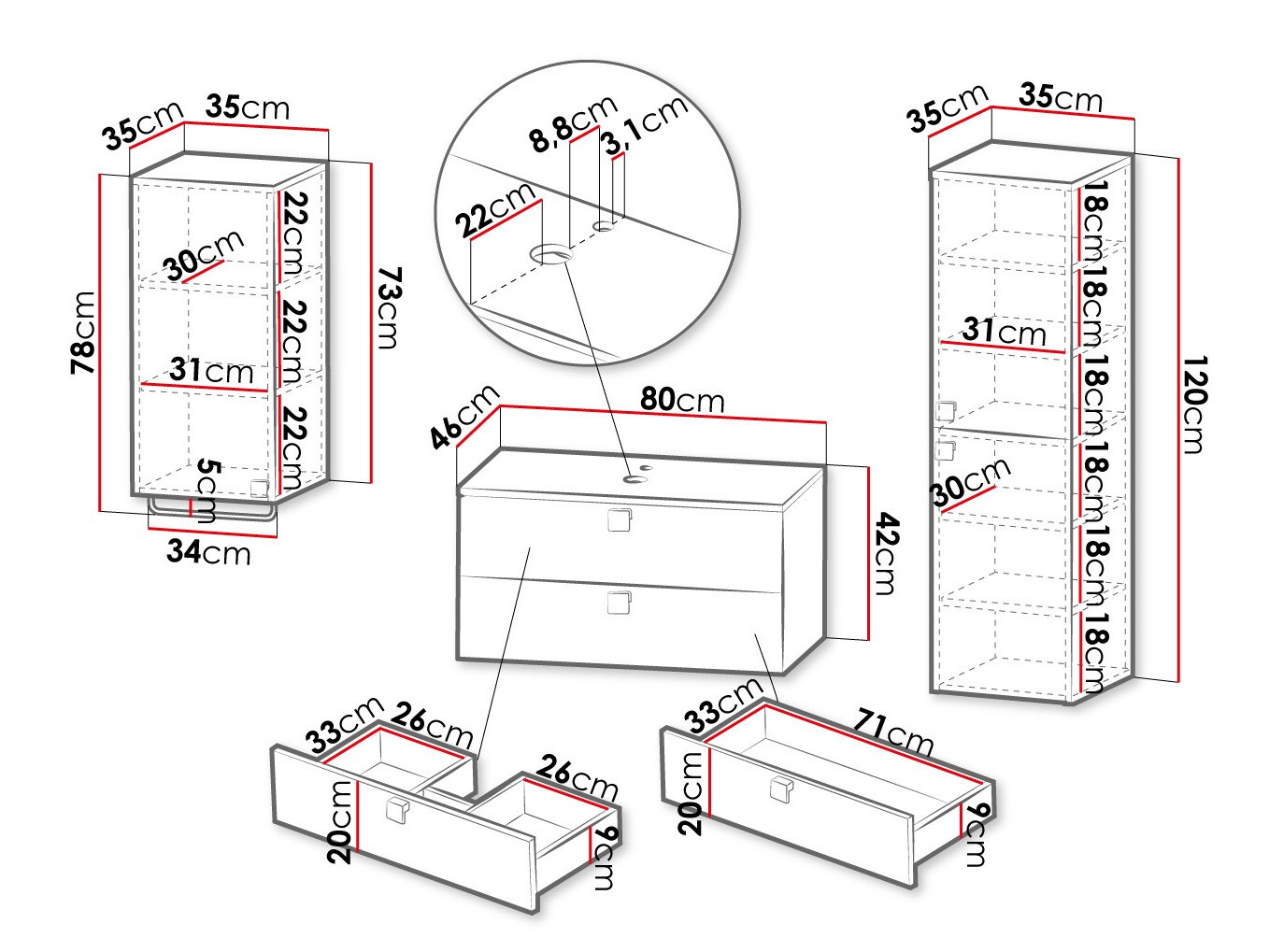 Set bagno Panium II (Bianco)