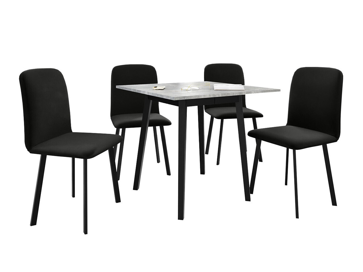 Set sala da pranzo Edmond 116 (Marmo grigio + Nero)
