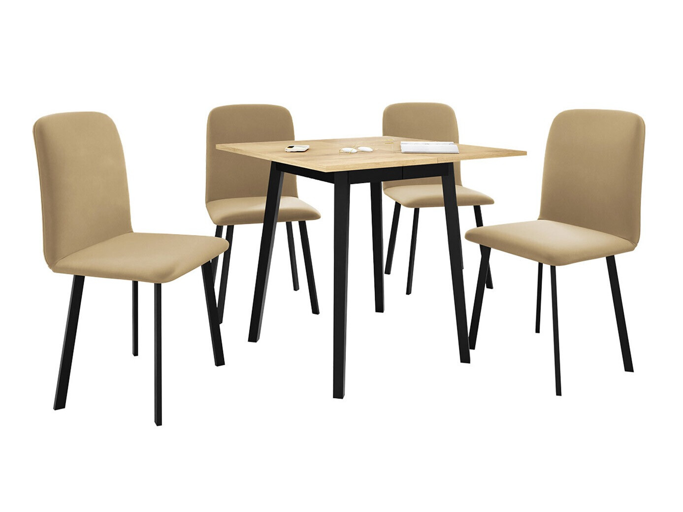 Set sala da pranzo Edmond 116 (Quercia dorata artigianale + Nero)