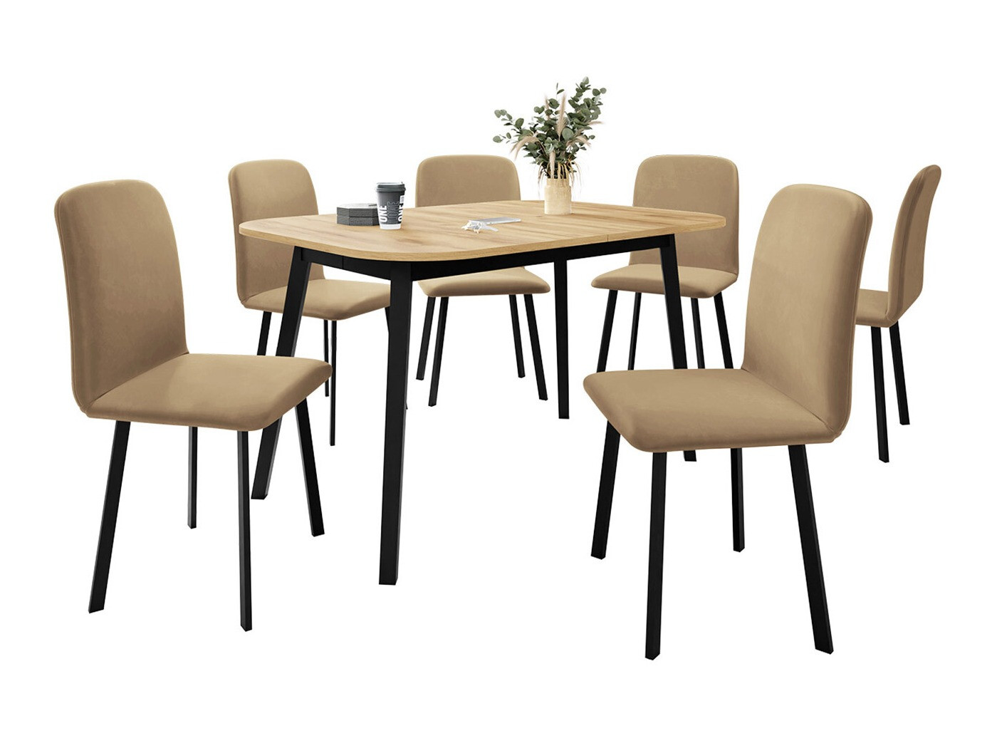 Set sala da pranzo Edmond 117 (Quercia dorata artigianale + Nero)