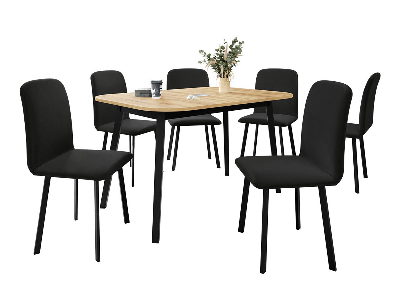 Set sala da pranzo Edmond 117 (Quercia dorata artigianale + Nero)