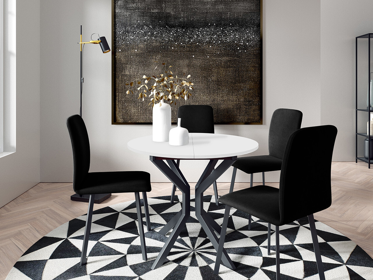 Set sala da pranzo Edmond 118 (Bianco + Nero)