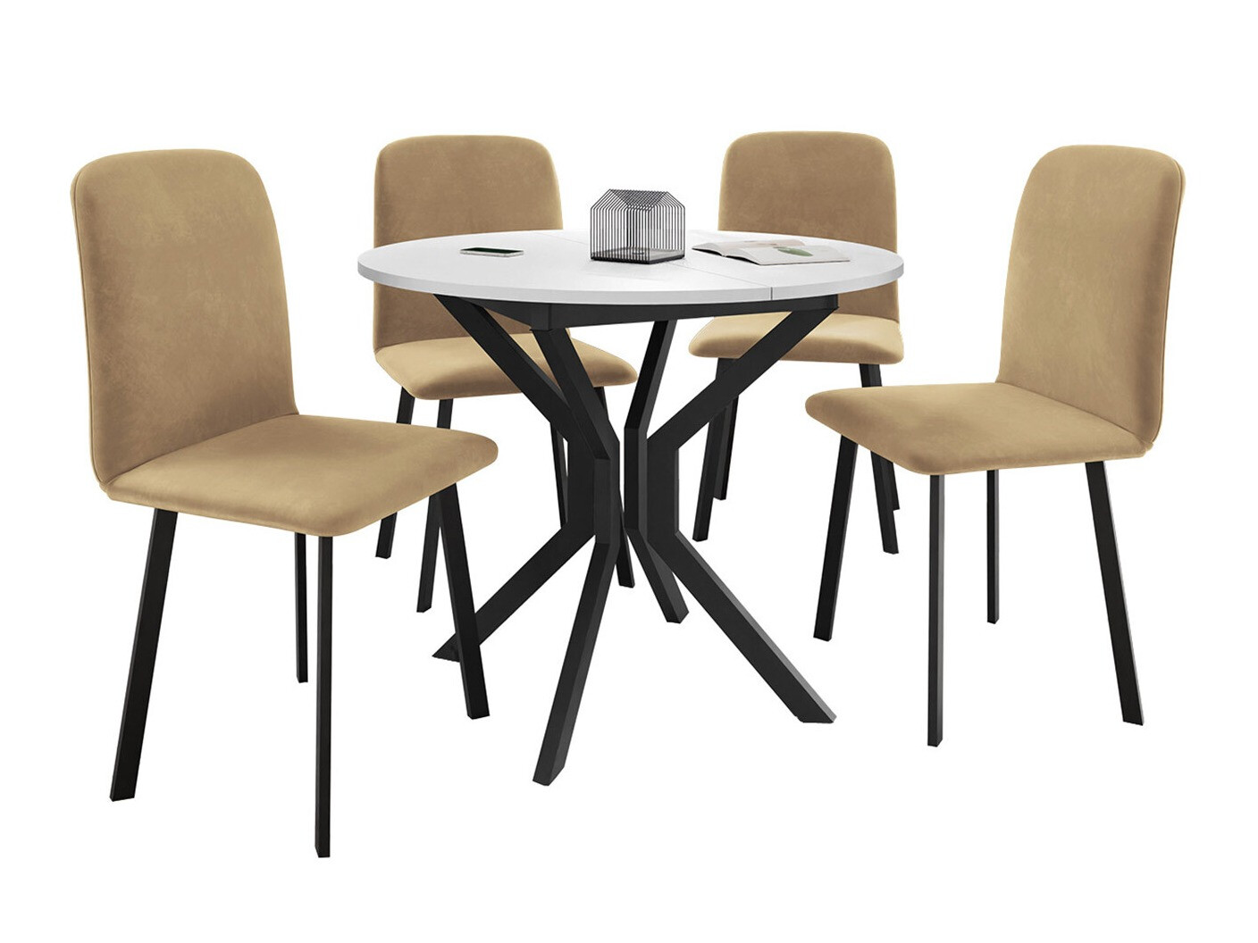 Set sala da pranzo Edmond 118 (Bianco + Nero)