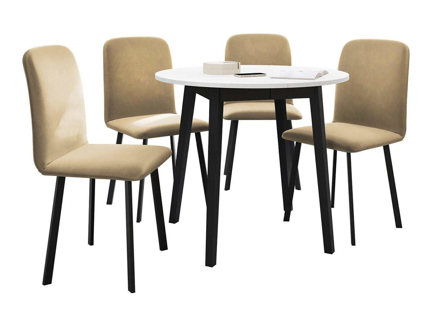 Set sala da pranzo Edmond 119 (Bianco + Nero)