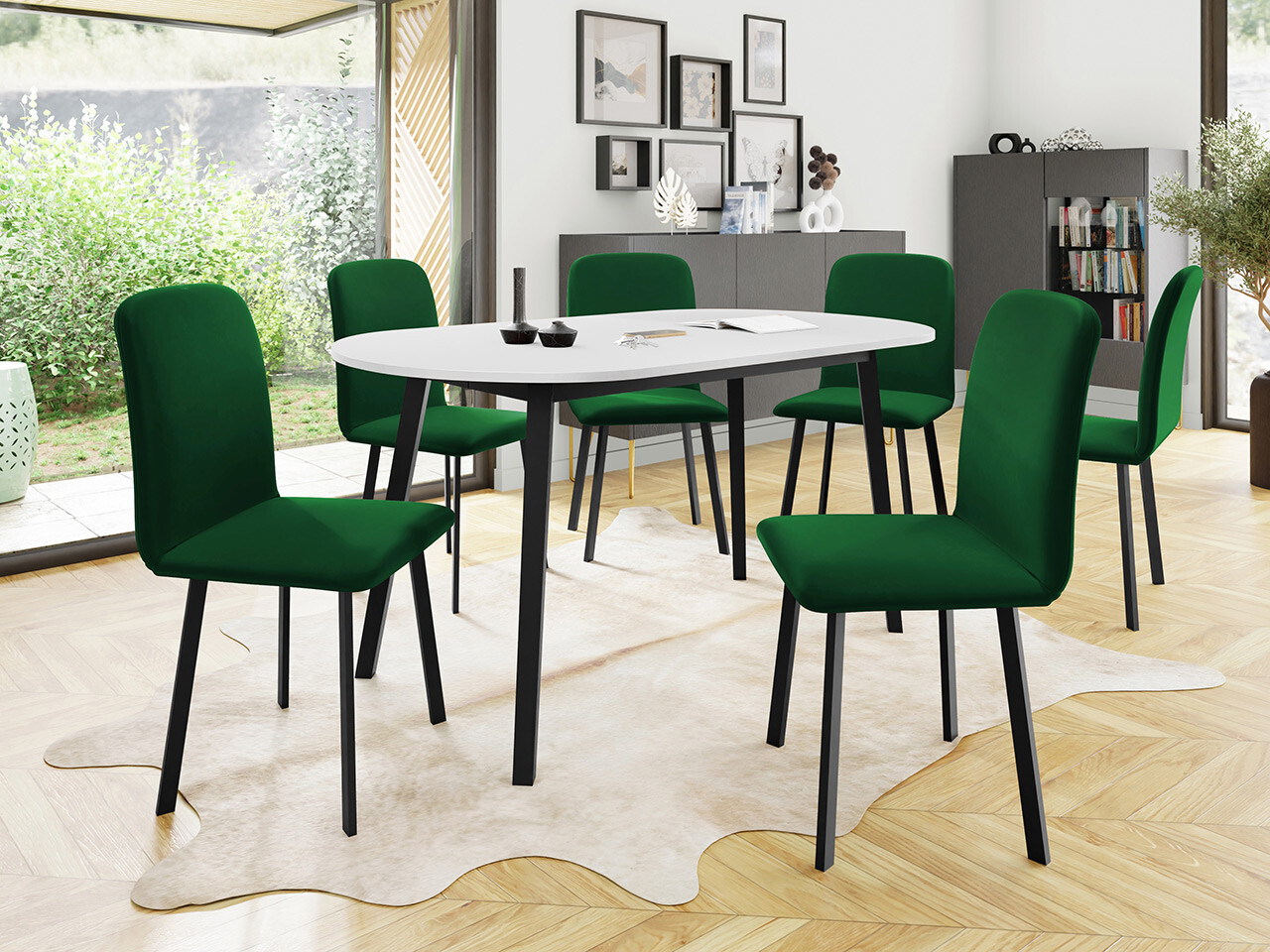 Set sala da pranzo Edmond 121 (Bianco + Nero)