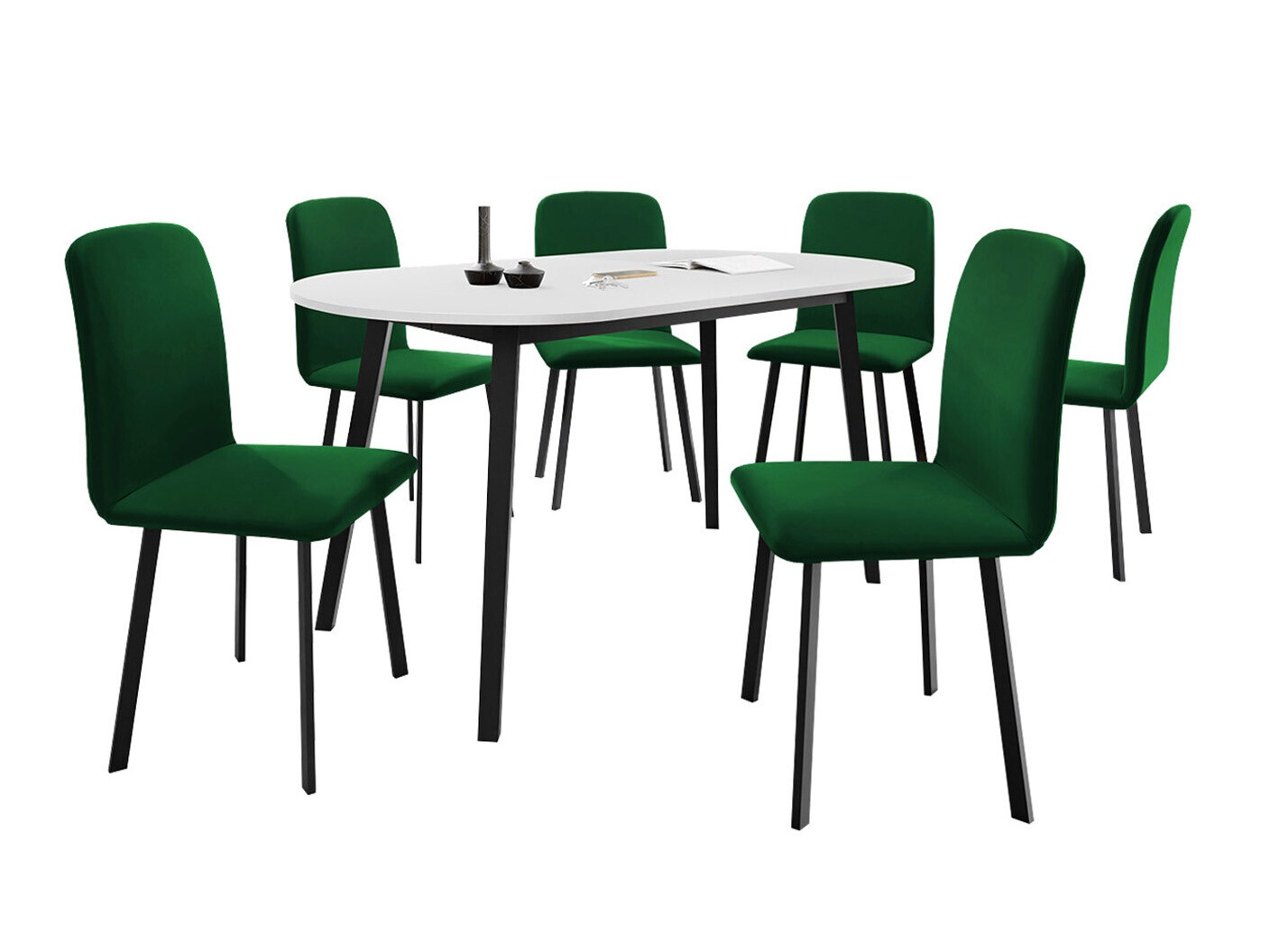 Set sala da pranzo Edmond 121 (Bianco + Nero)