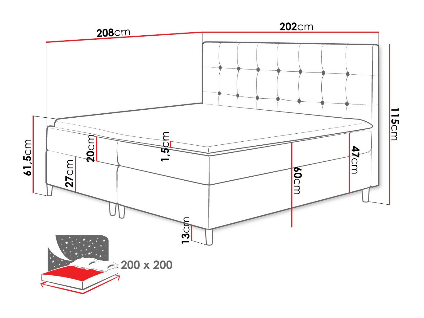 Letto continentale Caseus (Magic Velvet 2215)