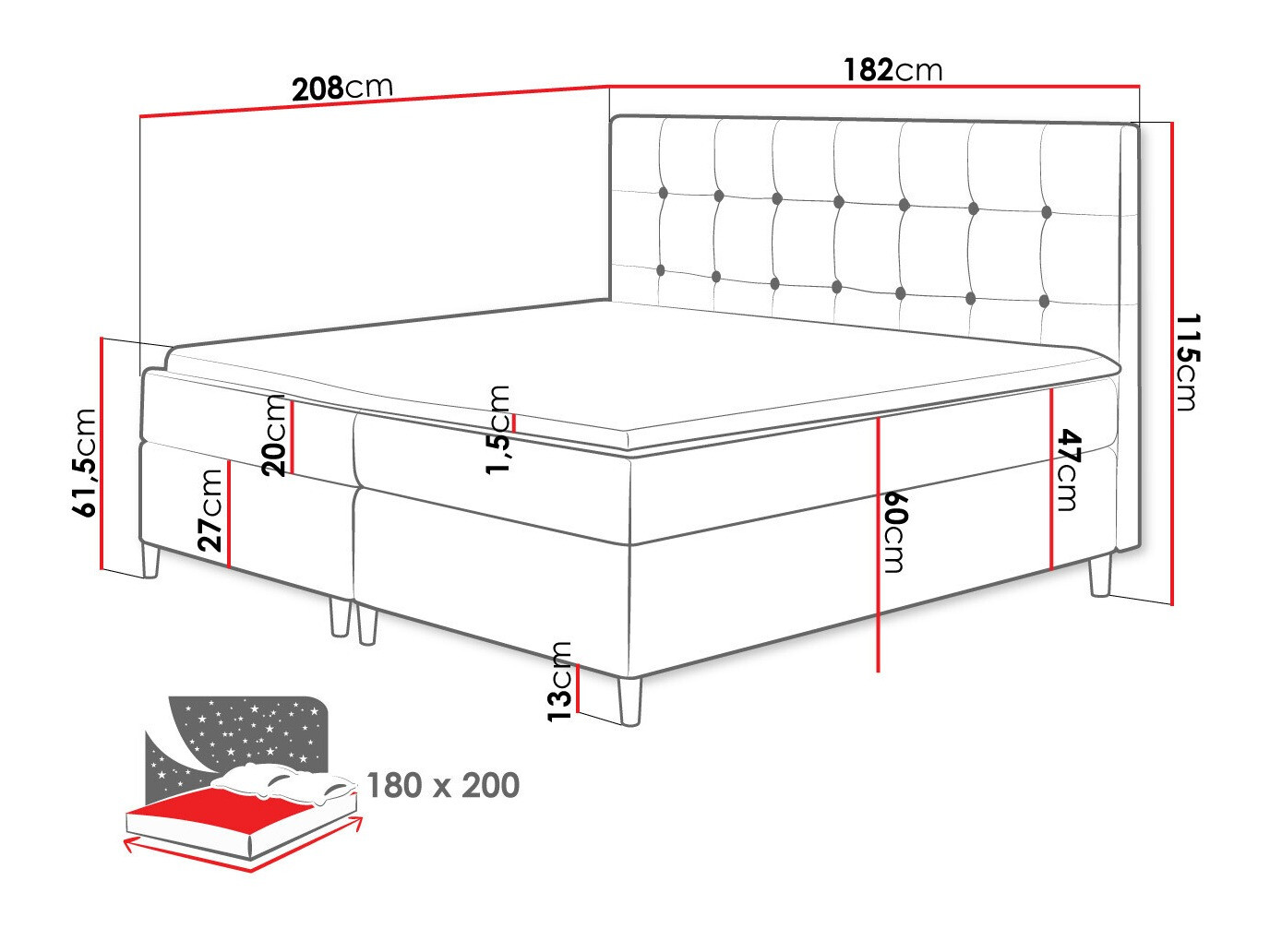 Letto continentale Caseus (Magic Velvet 2217)