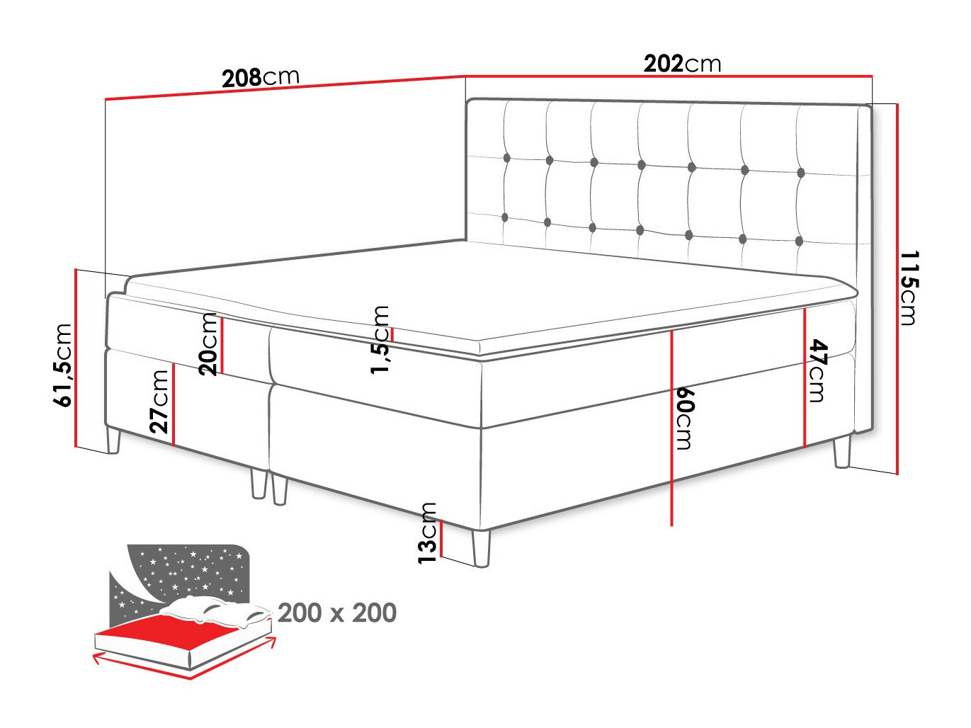 Letto continentale Caseus (Magic Velvet 2217)