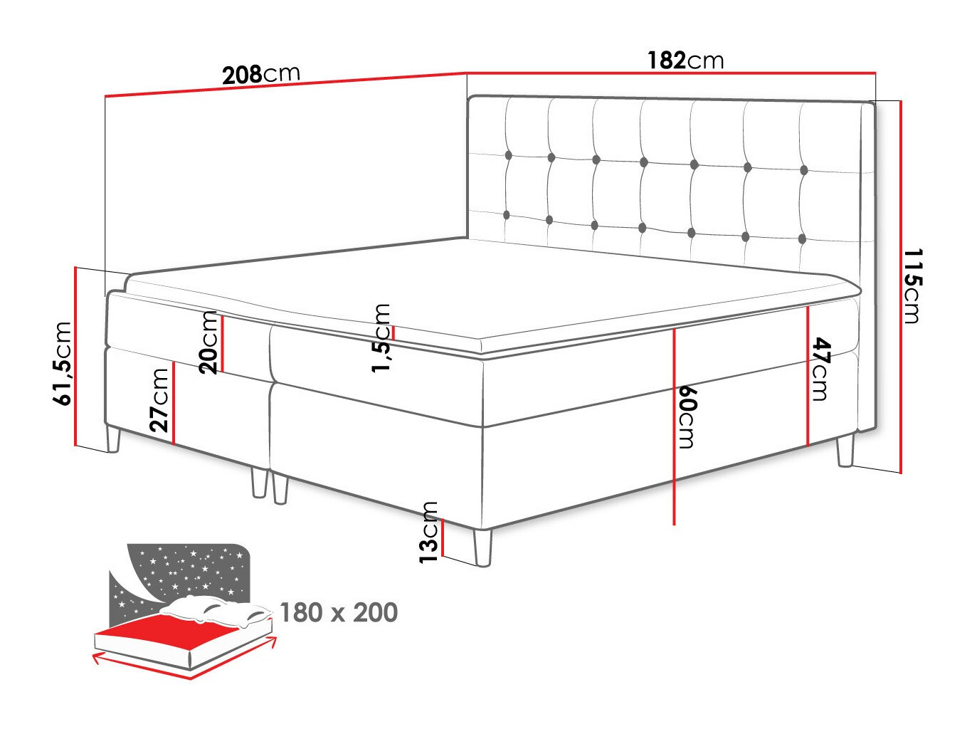 Letto continentale Caseus (Magic Velvet 2257)