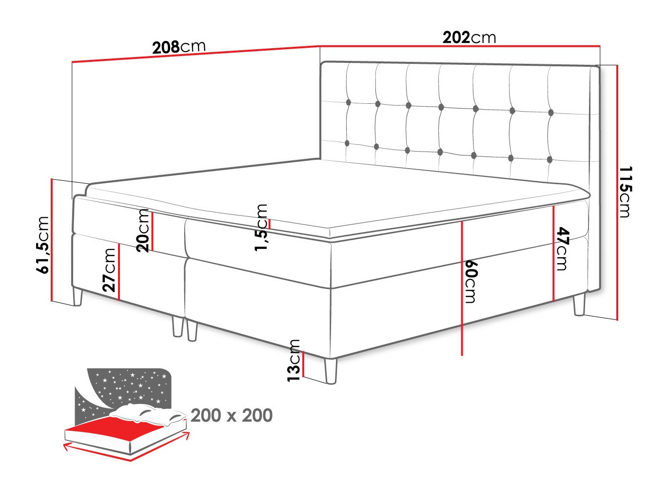 Letto continentale Caseus (Magic Velvet 2257)