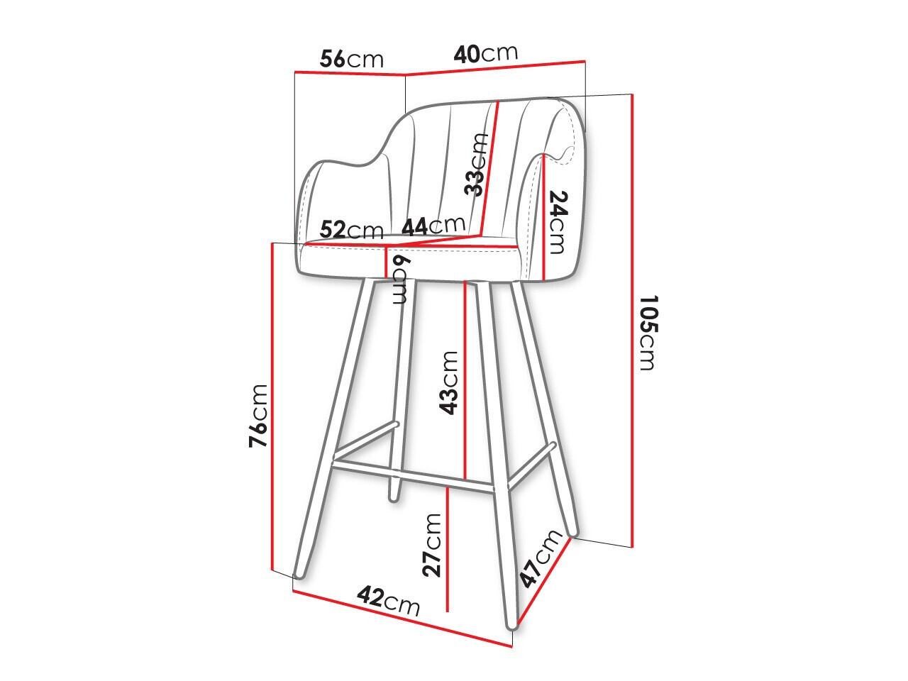 Sgabello da bar Comfivo Anser I (Magic Velvet 2219)