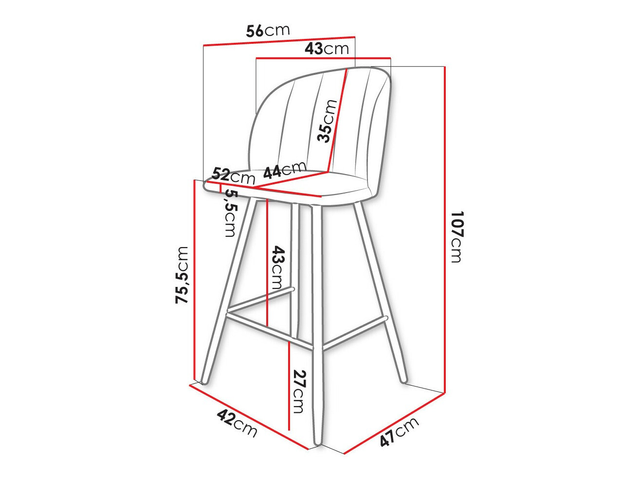 Sgabello da bar Comfivo Anser II (Magic Velvet 2216)