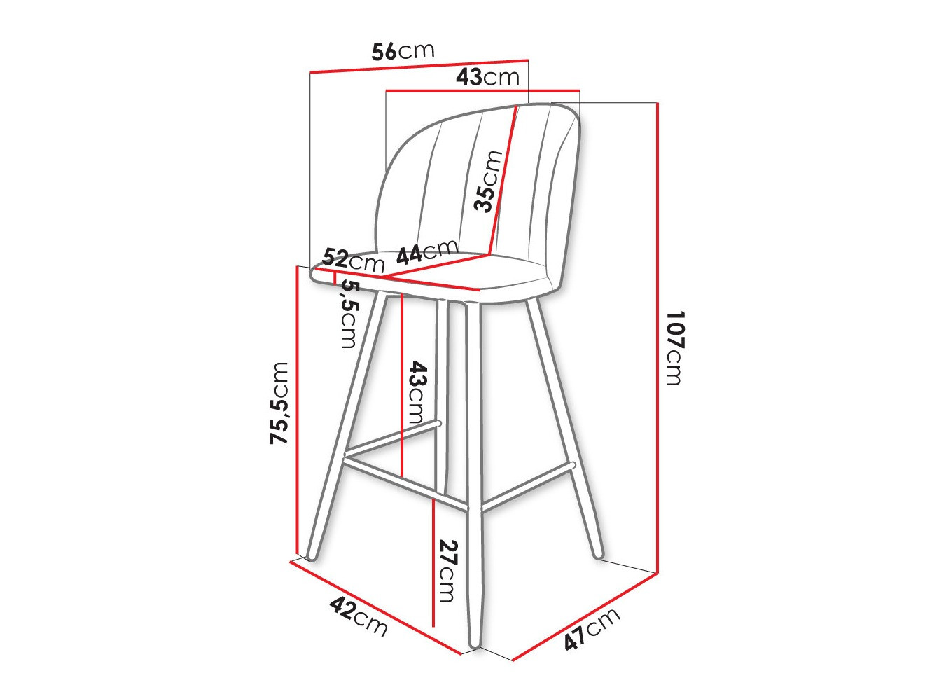 Sgabello da bar Comfivo Anser II (Magic Velvet 2219)