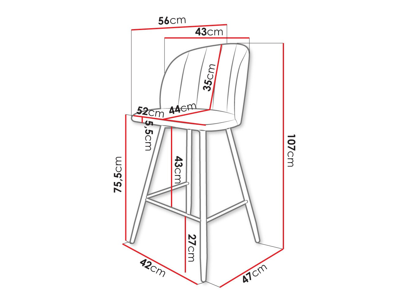 Sgabello da bar Comfivo Anser II (Magic Velvet 2240)