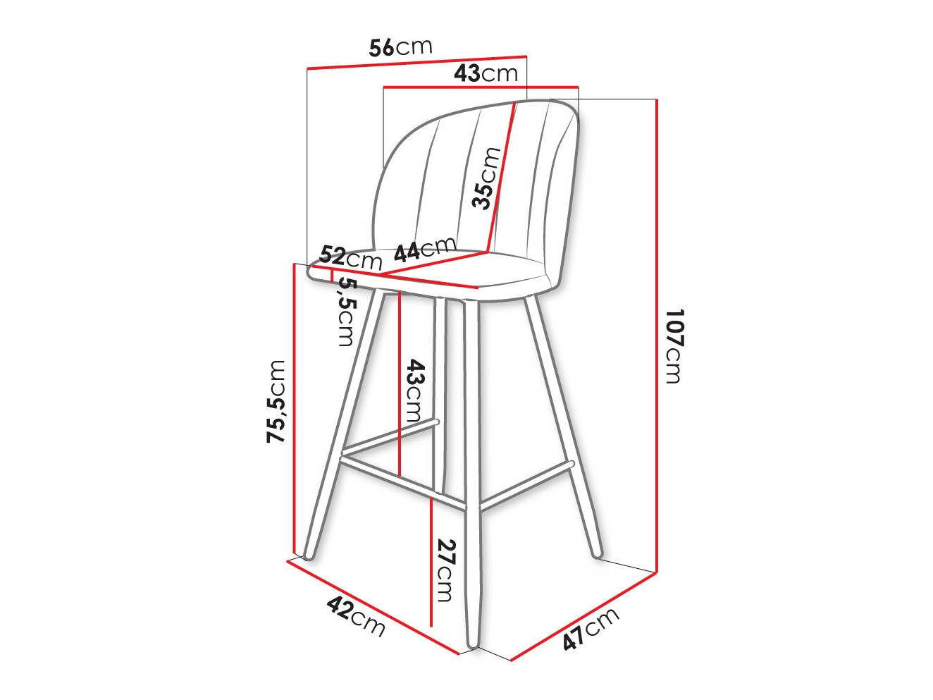 Sgabello da bar Comfivo Anser II (Magic Velvet 2250)