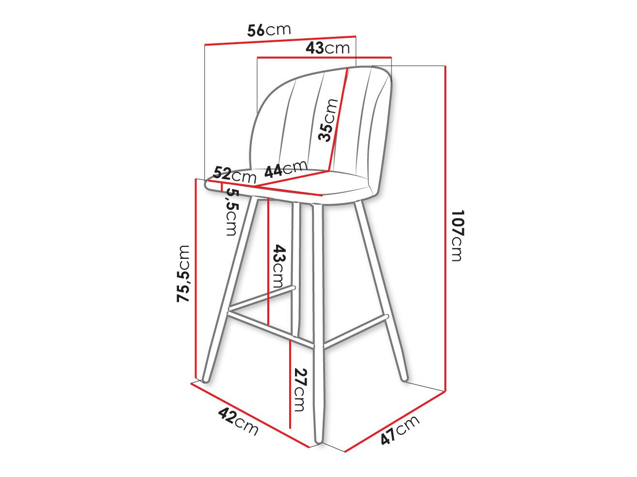 Sgabello da bar Comfivo Anser II (Magic Velvet 2258)