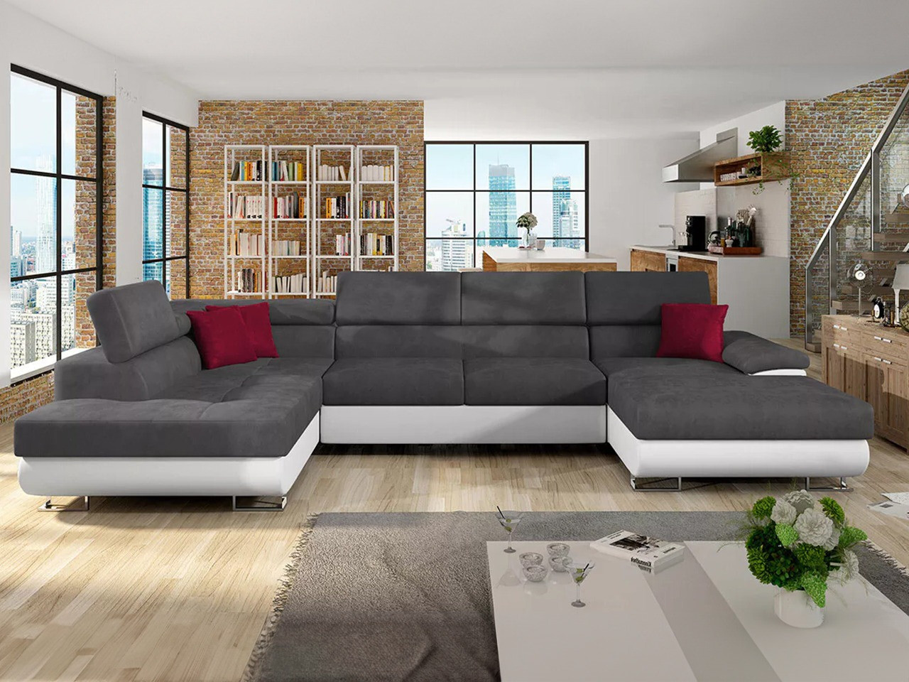 Divano angolare Comfivo Ruta IV (Soft 017 + Uttario Velvet 2971 + Kronos 02)