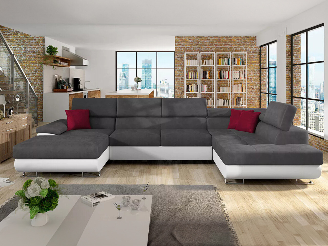 Divano angolare Comfivo Ruta IV (Soft 017 + Uttario Velvet 2971 + Kronos 02)