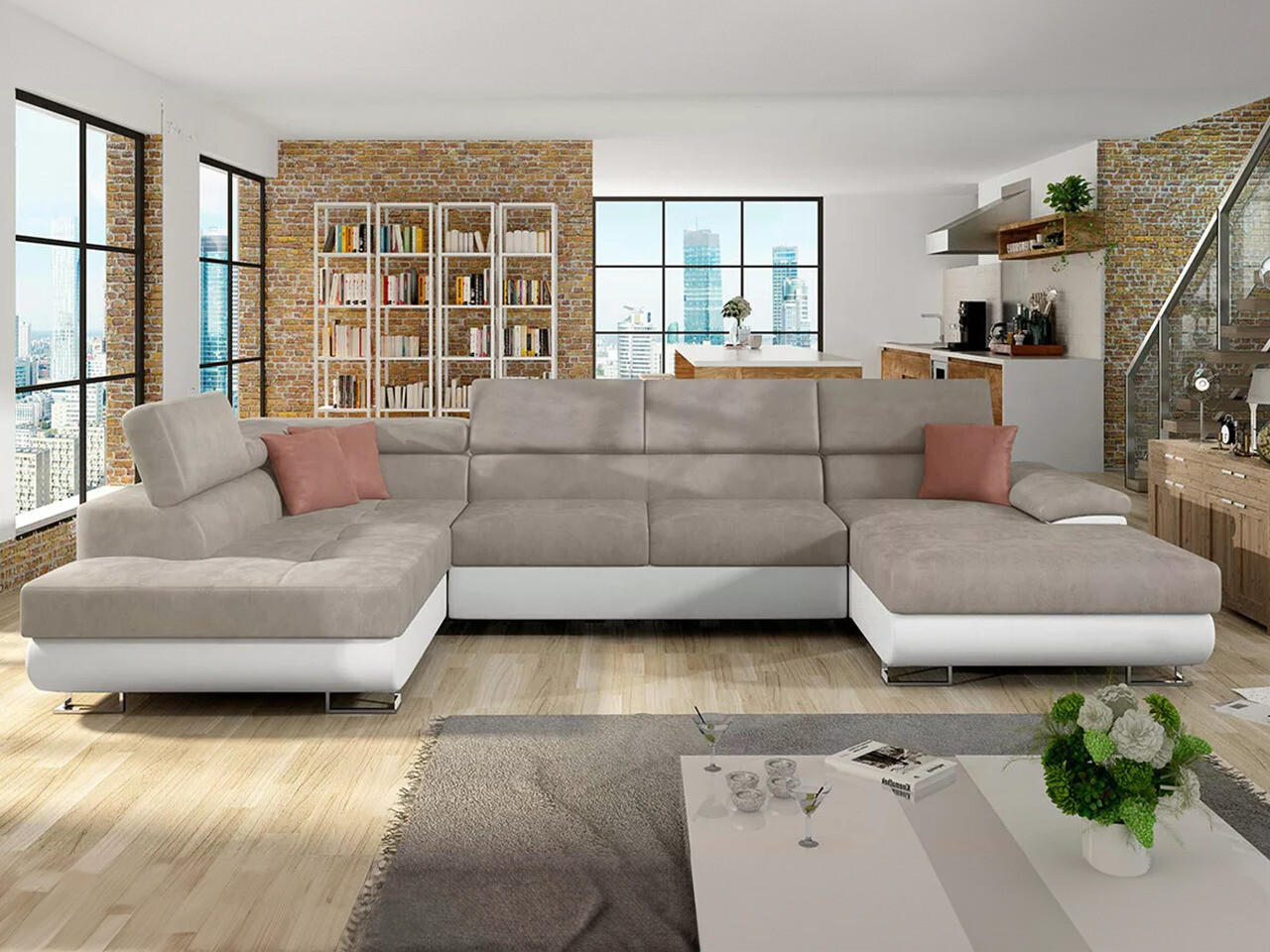 Divano angolare Comfivo Ruta IV (Soft 017 + Uttario Velvet 2979 + Uttario Velvet 2955 St)
