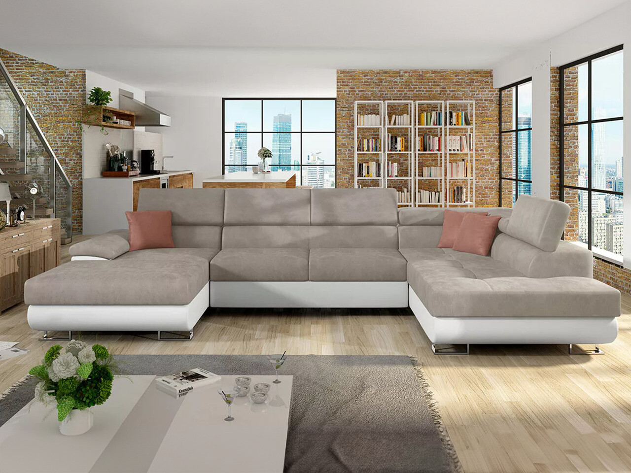 Divano angolare Comfivo Ruta IV (Soft 017 + Uttario Velvet 2979 + Uttario Velvet 2955 St)