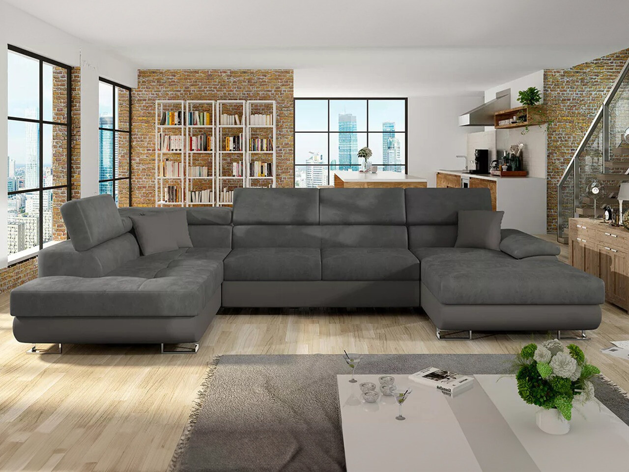 Divano angolare Comfivo Ruta IV (Soft 029 + Uttario Velvet 2971 + Soft 029)