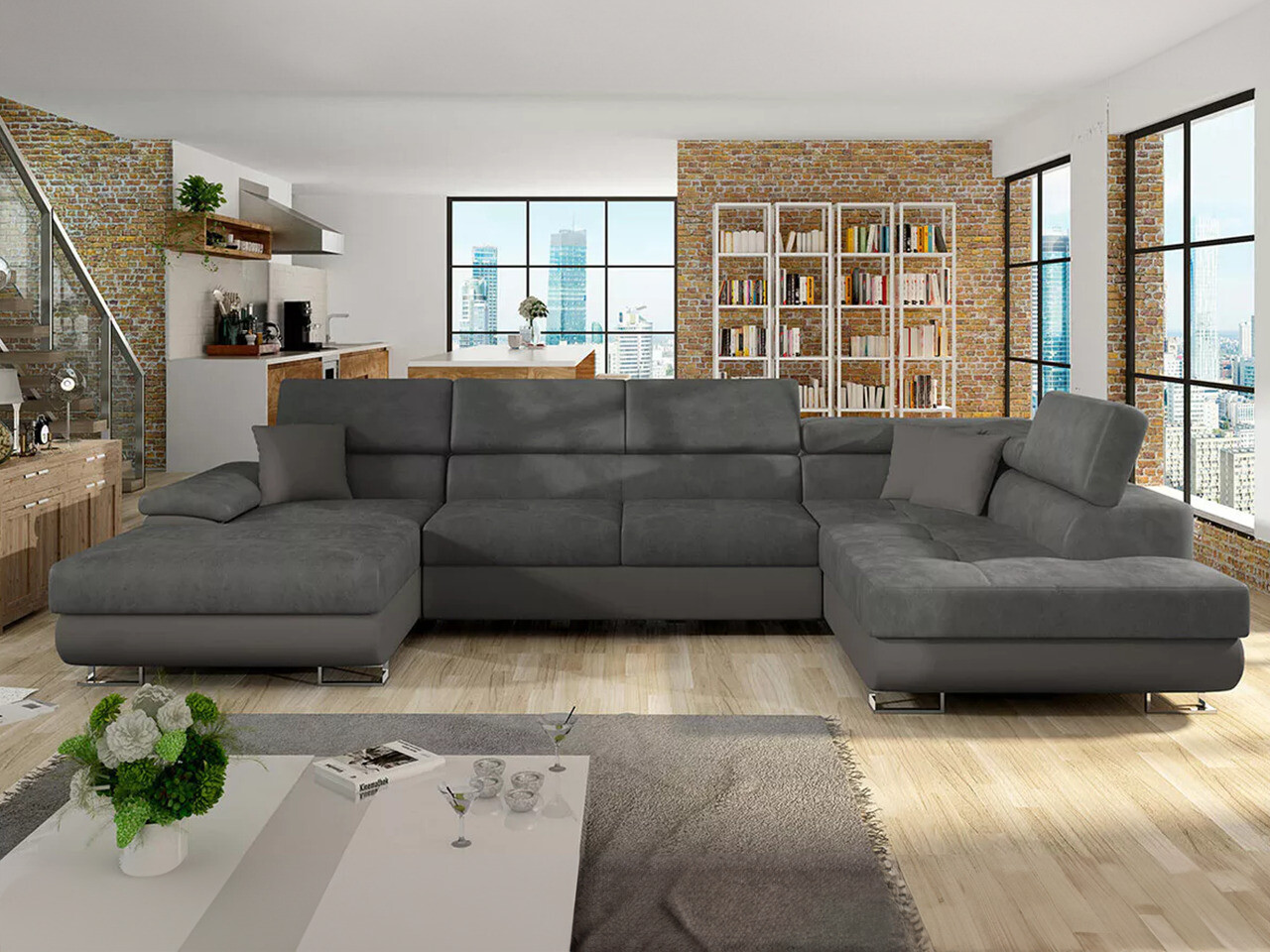 Divano angolare Comfivo Ruta IV (Soft 029 + Uttario Velvet 2971 + Soft 029)
