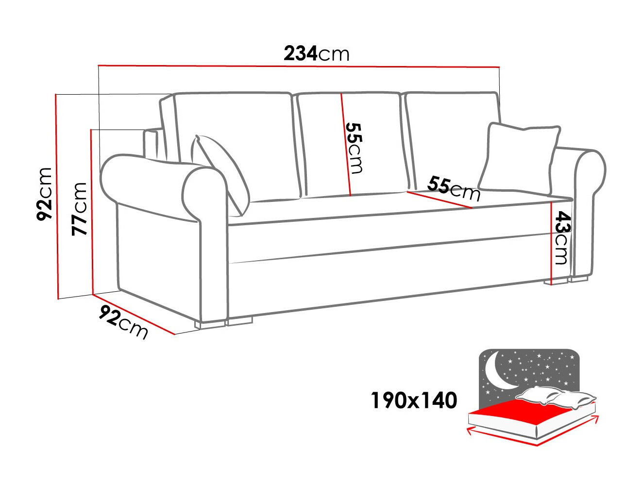 Divano letto Columbus 130 (Poso 05)