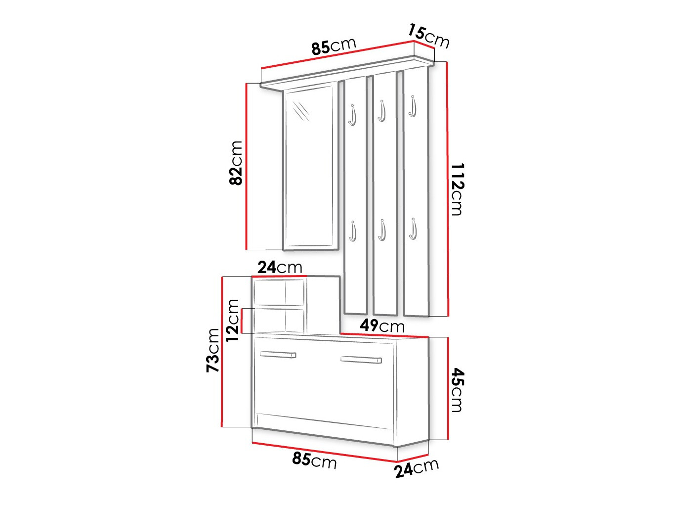 Set arredo da corridoio Candum (Bianco)